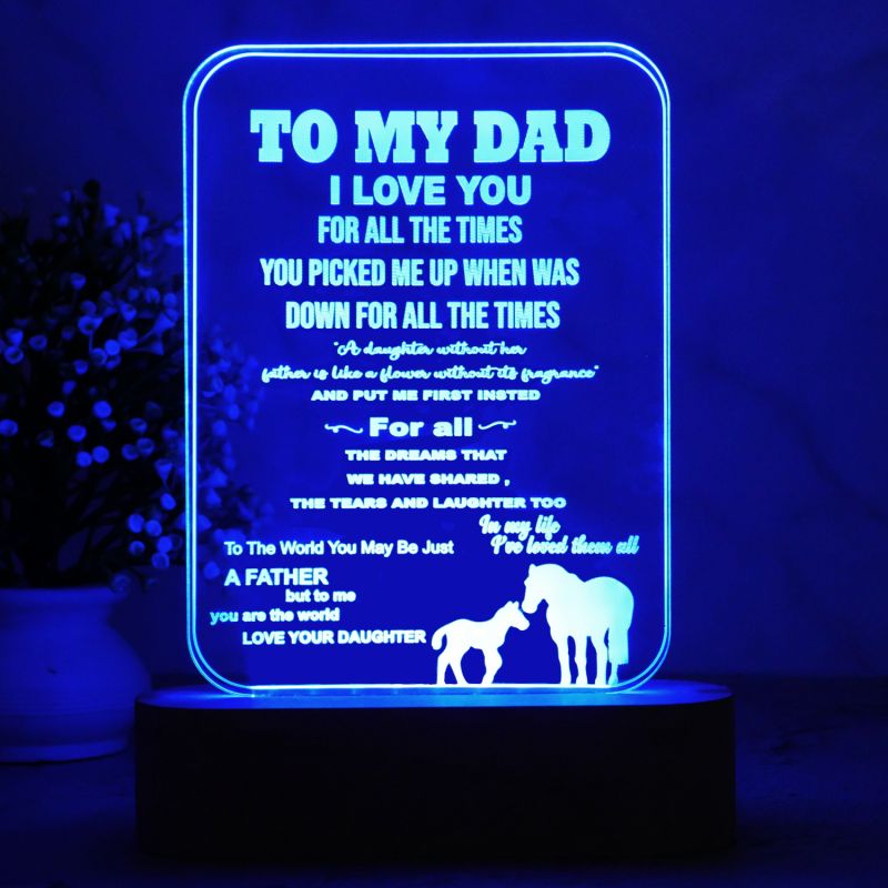 To My Dad Personalized Night Lamp with 7 Color Changing Light | Best Gift for Dad